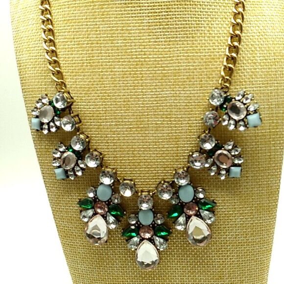 Rhinestone Multi-Color Gold-tone Statement Necklace - Picture 13 of 16